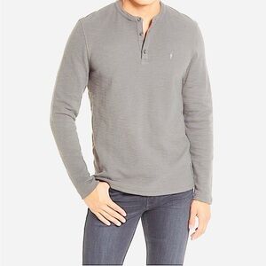 All Saints Thermal Henley Pullover Long Sleeve Medium Weight Beige XL